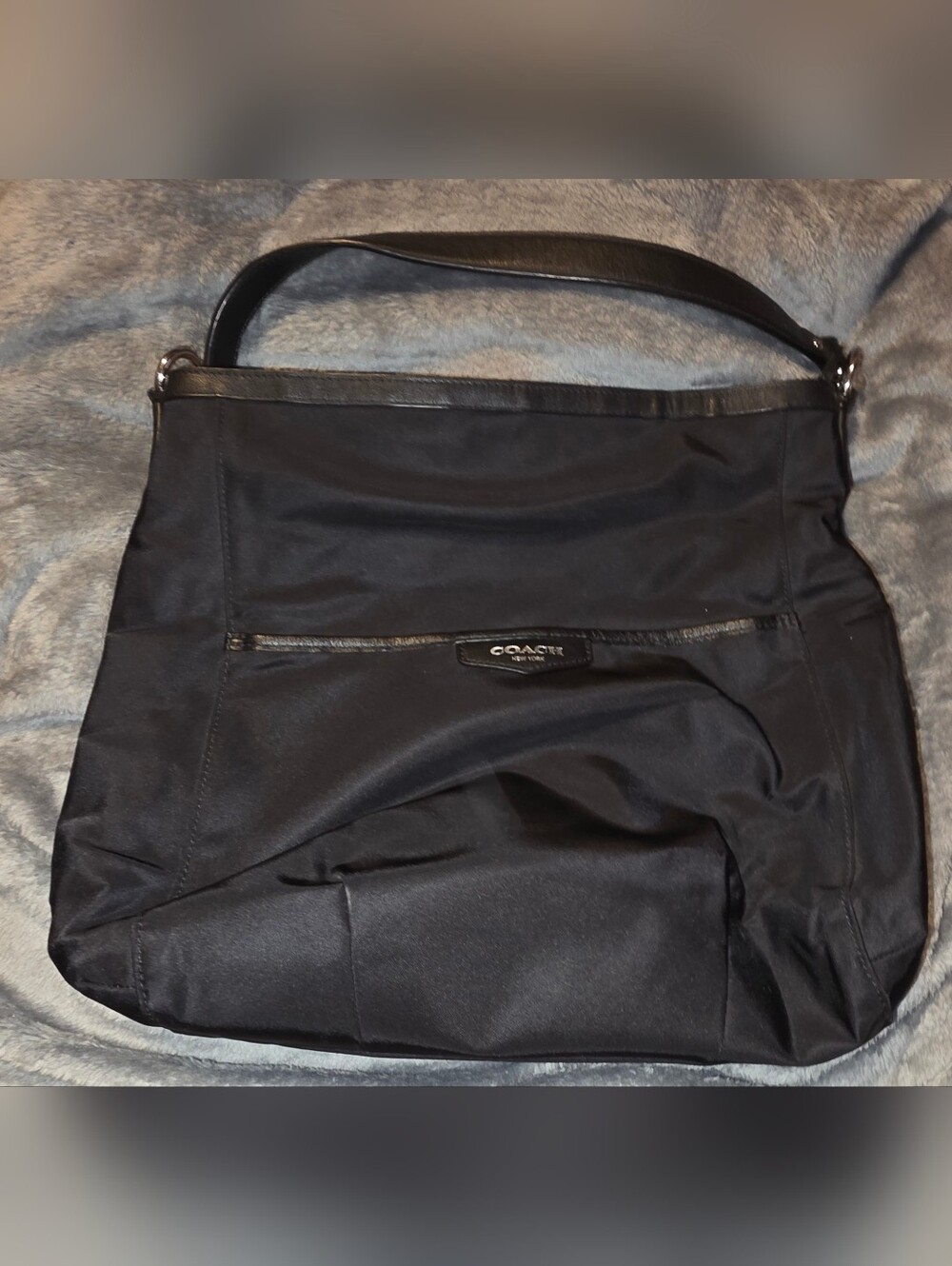 Coach Black Nylon Tote Bag with Leather Trim - EUC
